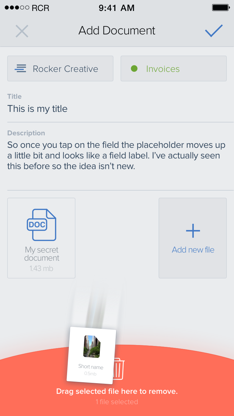 Screenshot – iOS: Removing file from document (that one was just an experiment)